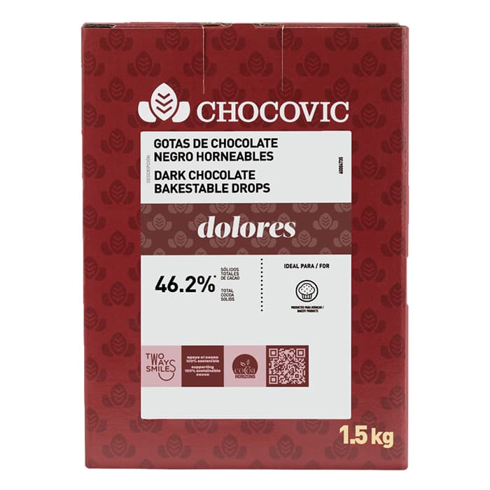 Термостабильные капли Chocovic Dolores из темного шоколада (1,5 кг)