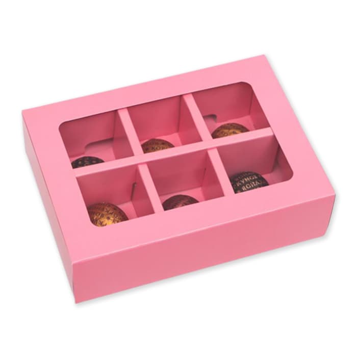 Коробка для конфет 6 шт розовая 13,7 х 9,85 х 3,86 см