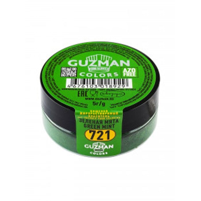 Пищевой жирорастворимый краситель для шоколада Guzman, зеленая мята, 5 г
