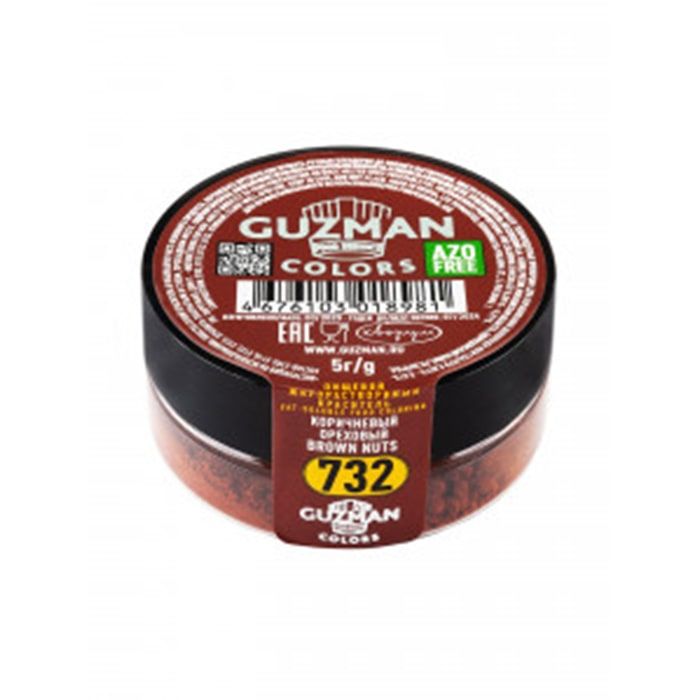 Пищевой жирорастворимый краситель для шоколада Guzman, коричневый ореховый, 5 г