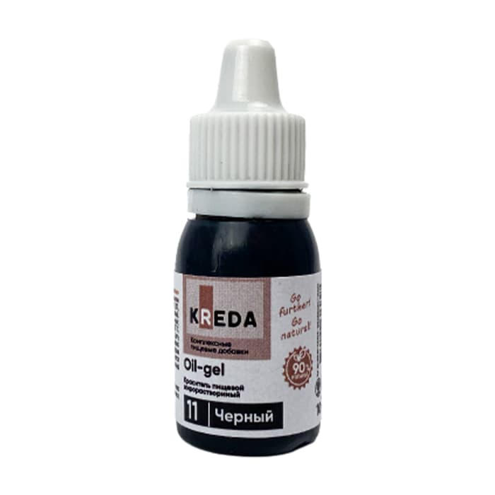 Краситель пищевой Kreda Oil-gel, жирорастворимый, черный, 10 мл