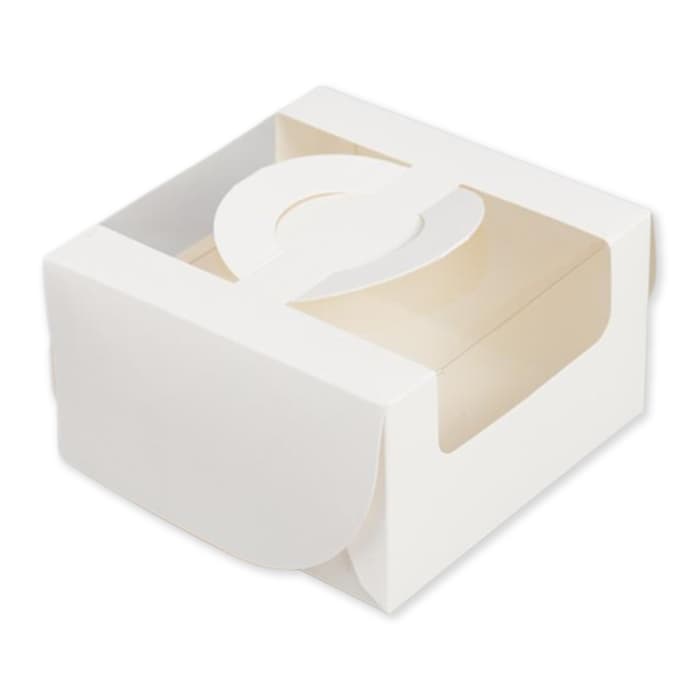 Коробка под бенто-торт с окном, белая, 14 х 14 х 8 см