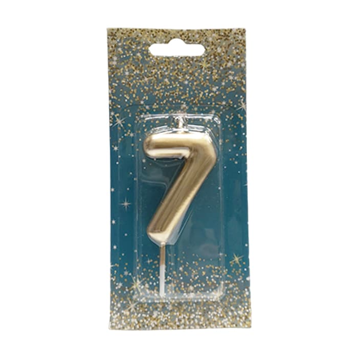 Свеча для торта цифра "7" золотая