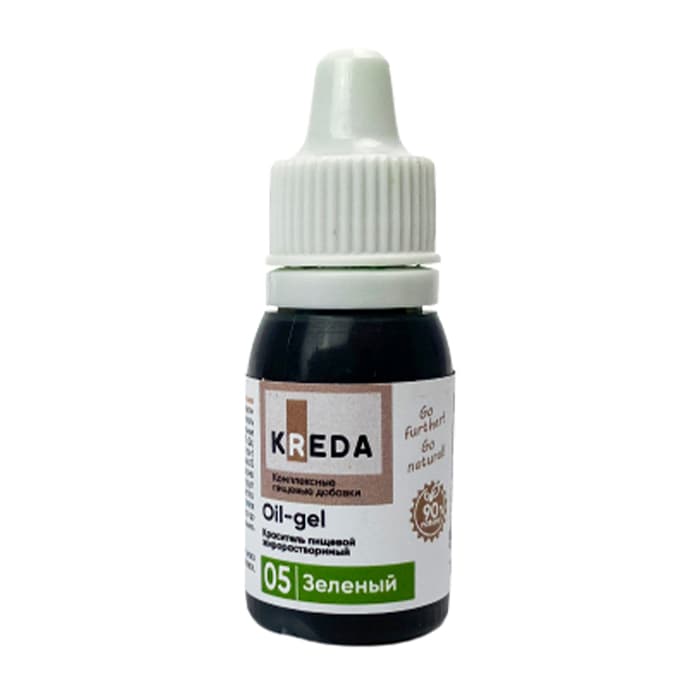Краситель пищевой Kreda Oil-gel, жирорастворимый, зеленый, 10 мл