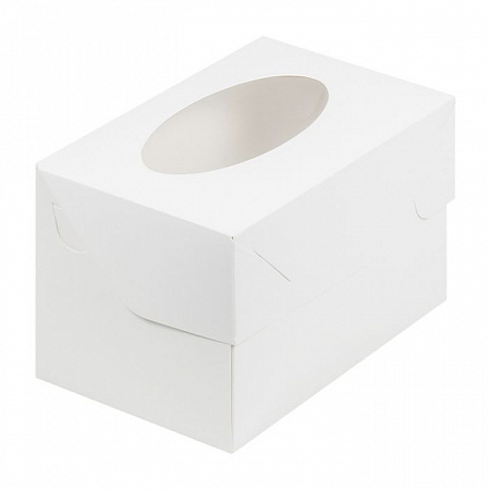 Коробка для 3 капкейков Белая с окном №69