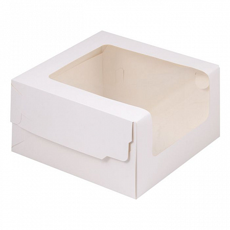Коробка для торта 180x180x100мм Белая с окном №51