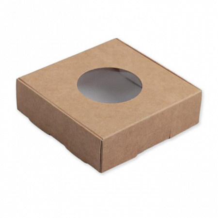 Коробка для печенья крафт с окном, 10 х 10 х 3 см