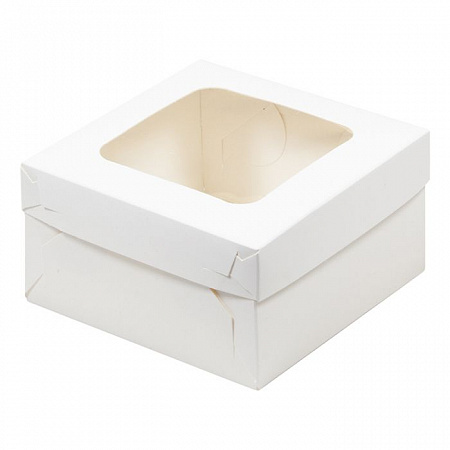 Коробка для зефира 120x120x60 мм Белая с окном №А102