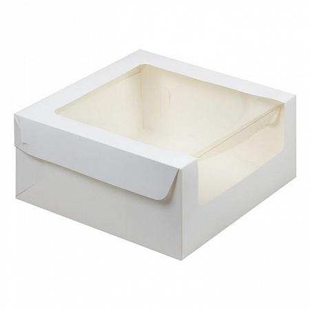 Коробка для кондитерских изделий 225x225x60 мм Белая с окном №84