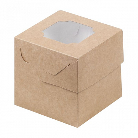 Коробка для 1 капкейка Крафт с окном №71