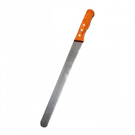Нож для бисквита с крупными зубцами длина 30 см, деревянная ручка