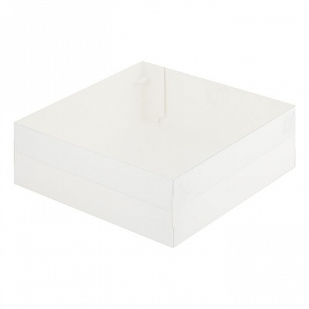 Коробка для зефира 200x200x70 мм Белая с прозрачной крышкой №88