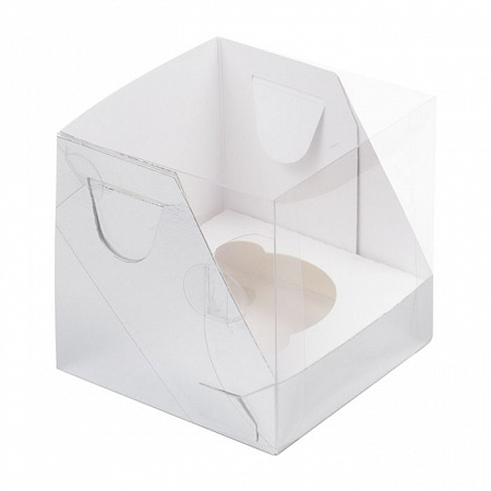 Коробка для 1 капкейка Белая с окном №74