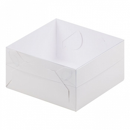 Коробка для зефира 155x155x60 мм Белая с прозрачной крышкой №101