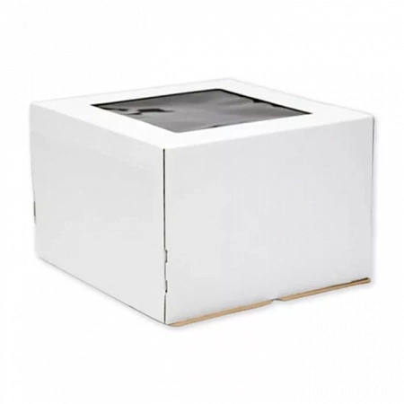 Коробка для торта 300x300x300мм Белая с окном №10