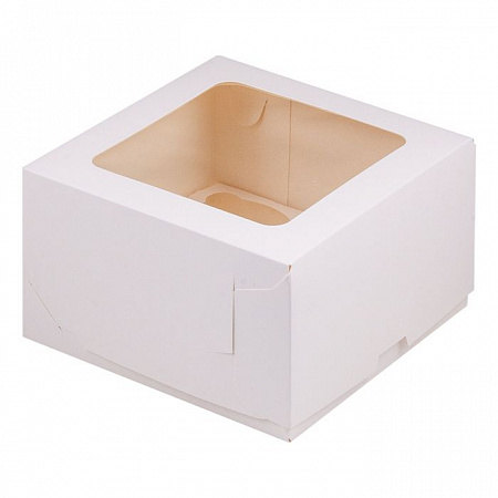 Коробка для 4 капкейков Белая с окном №Е67