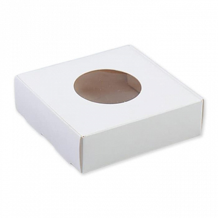 Коробка для печенья белая с окном, 10 х 10 х 3 см