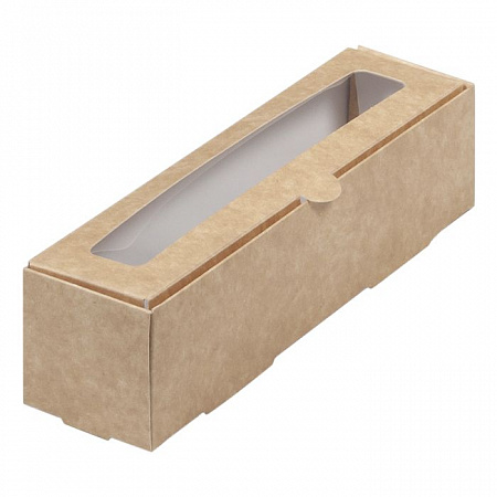 Коробка для макаронс на 6 шт Крафт с окном №95