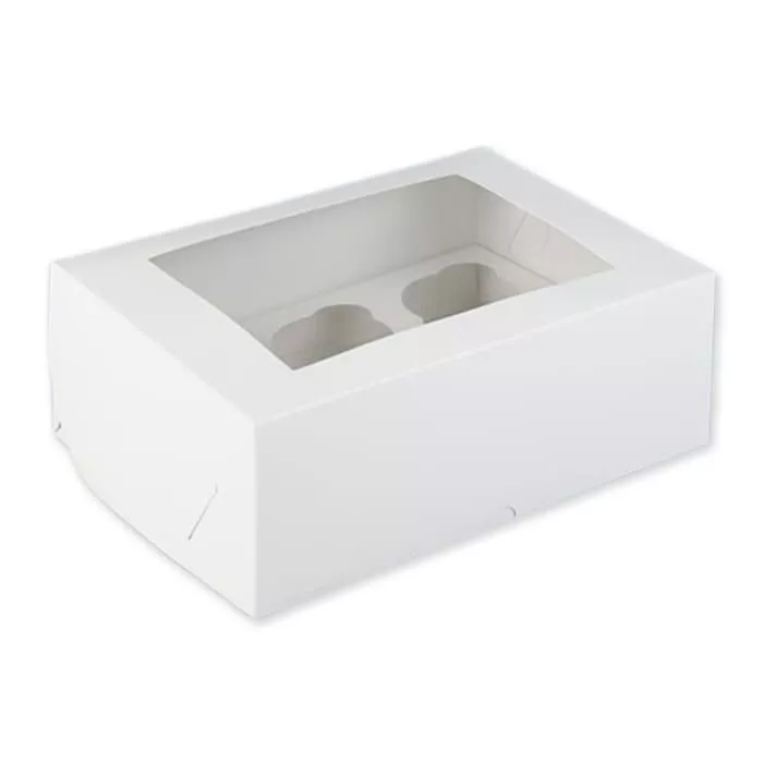 Коробка с окном белая на 6 капкейков, 25 х 17 х 10 см