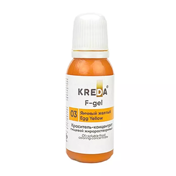 Краситель пищевой Kreda F-gel, концентрат жирорастворимый, яичный желтый, 20 мл