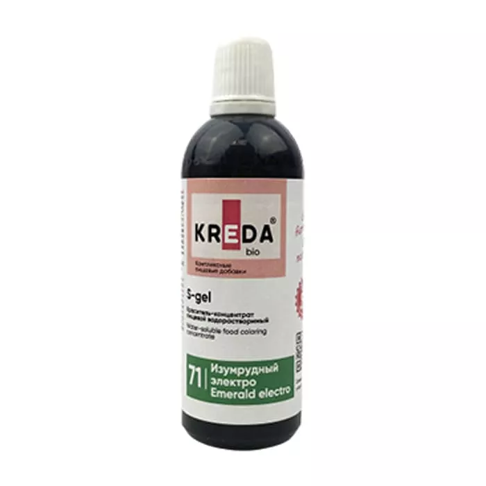 Краситель пищевой Kreda S-gel, концентрат водорастворимый, изумрудный электро, 80 мл