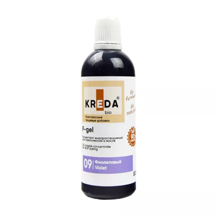 Краситель пищевой Kreda F-gel, концентрат жирорастворимый, фиолетовый, 80 мл