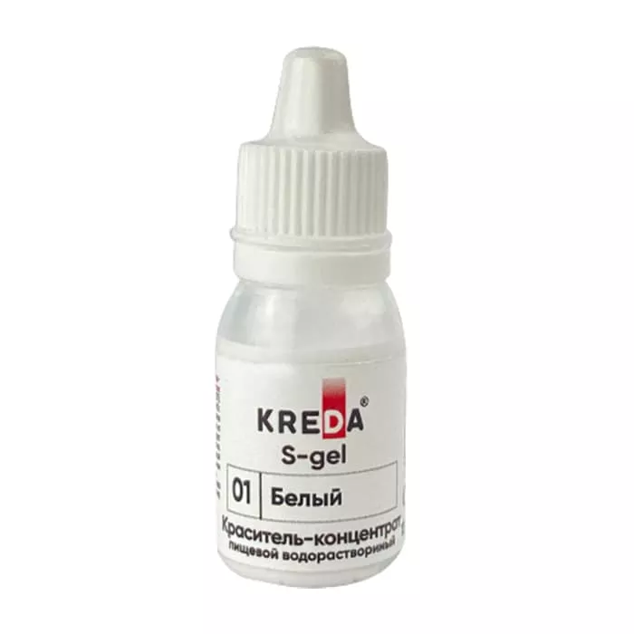 Краситель пищевой Kreda S-gel, концентрат водорастворимый, белый, 10 мл