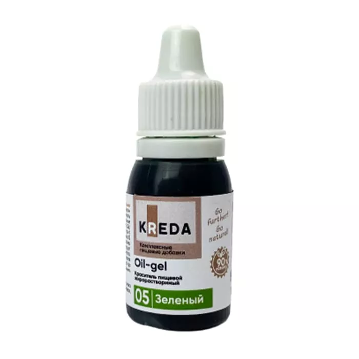 Краситель пищевой Kreda Oil-gel, жирорастворимый, зеленый, 10 мл