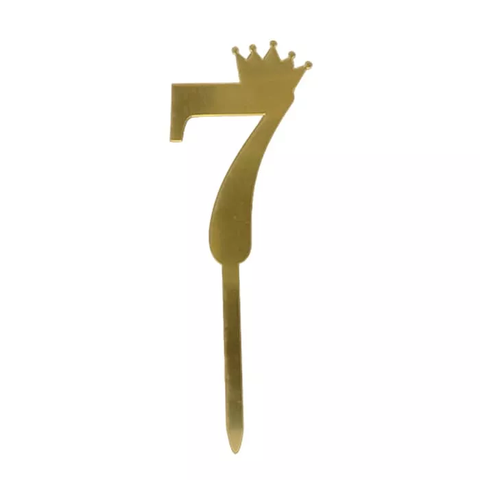 Топпер акриловый цифра "7" золотая с короной