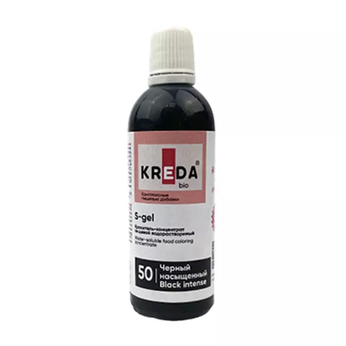Краситель пищевой Kreda S-gel, концентрат водорастворимый, черный насыщенный, 80 мл
