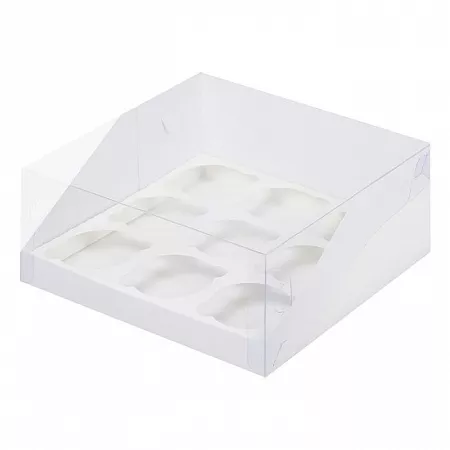 Коробка для 9 капкейков Белая с прозрачной крышкой №63