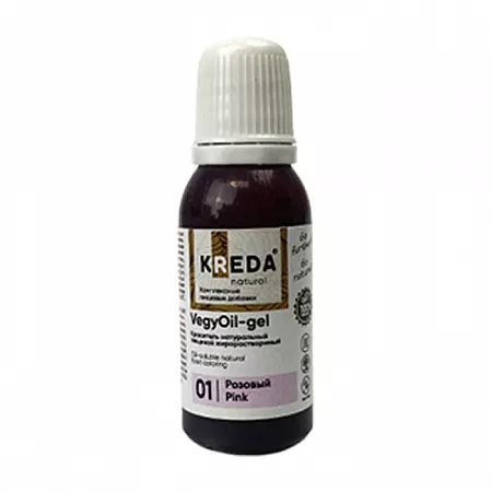 Краситель натуральный жирорастворимый Kreda VegyOil-gel, розовый, 20 мл