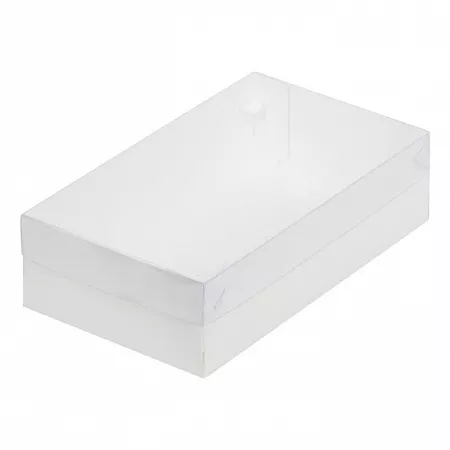 Коробка для зефира 250x150x70 мм Белая с прозрачной крышкой №81
