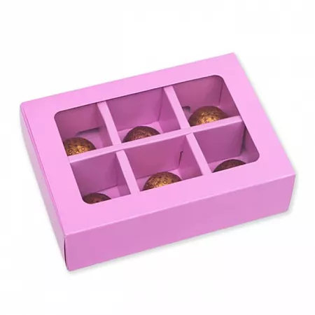 Коробка для конфет 6 шт сиреневая 13,7 х 9,85 х 3,86 см