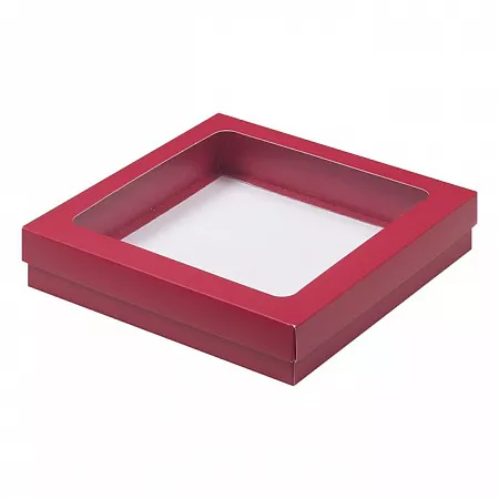 Коробка для клубники в шоколаде Красная с окном №76