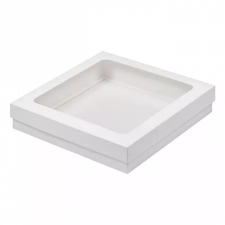 Коробка для клубники в шоколаде Белая с окном №А76