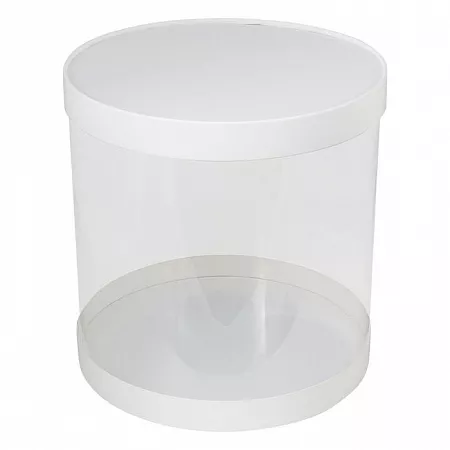 Коробка-тубус для торта 160x160 Белая с окном №01