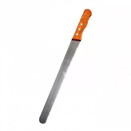 Нож для бисквита с крупными зубцами длина 30 см, деревянная ручка