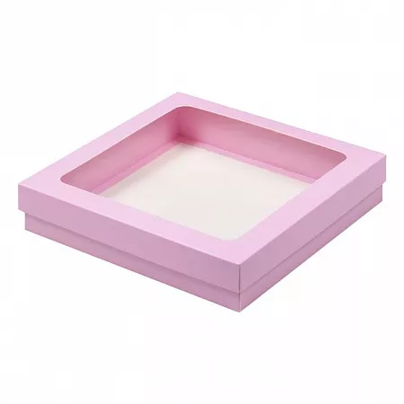 Коробка для клубники в шоколаде Розовая с окном №В76