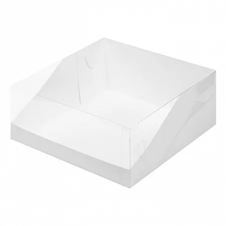 Коробка для торта с прозрачной крышкой 235x235x100мм Белая №48, 10шт