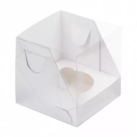 Коробка для 1 капкейка Белая с окном №74