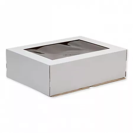 Коробка для торта 300x400x120мм Белая с окном №6, 10шт