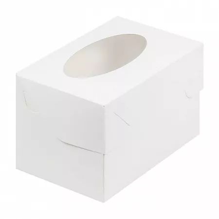 Коробка для 2 капкейков Белая с окном №А70
