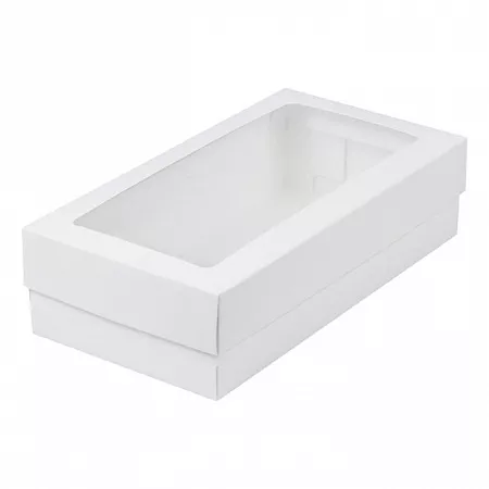 Коробка для кондитерских изделий 210x110x55 мм Белая с окном №105