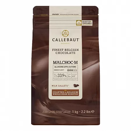 Шоколад молочный Callebaut Malchoc-M без сахара 33,9% (1 кг)