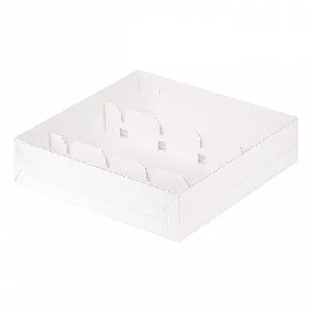 Коробка для кейк-попсов 200x200x50 мм Белая с прозрачным окном №121
